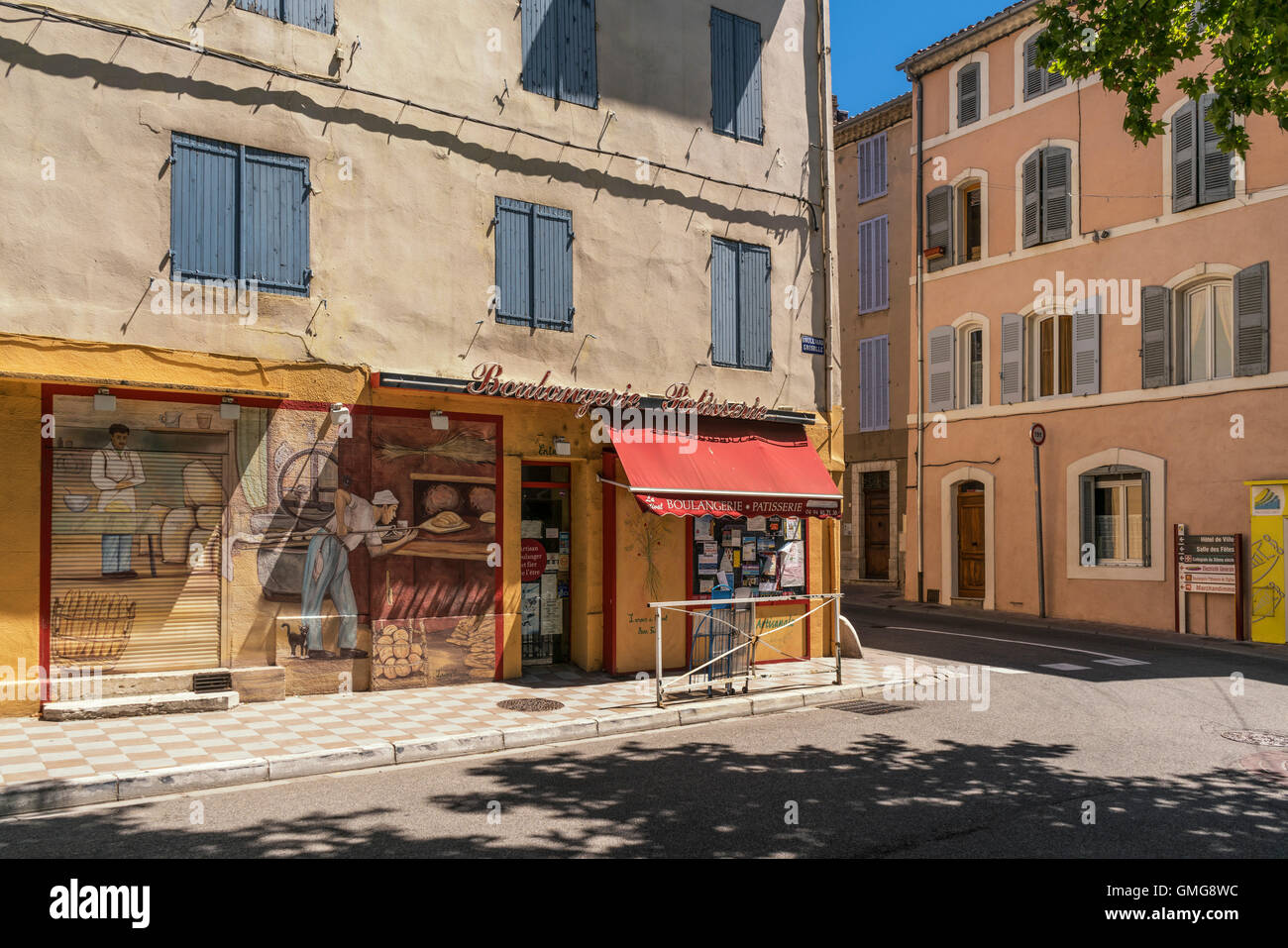 Boulangerie, Wandmalerei, Barjols, Var, Provence, Frankreich Stockfoto