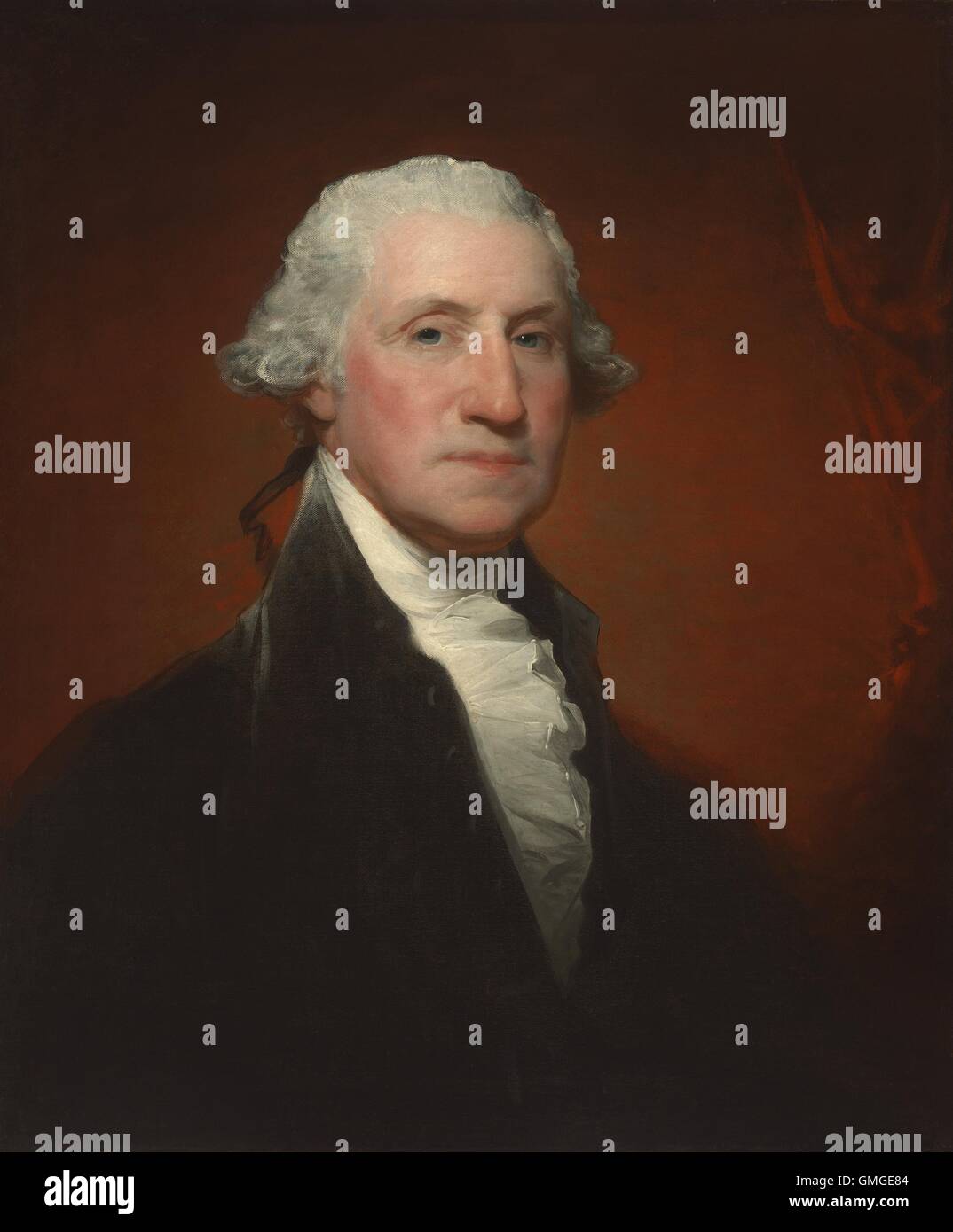 George Washington, von Gilbert Stuart (Vaughan-Sinclair-Porträt), 1795, amerikanische Malerei, Öl auf Leinwand. Dies ist einer der 130 bekannten Porträts von Washington durch Porträtist Gilbert Stuart (BSLOC 2016 5 59) Stockfoto