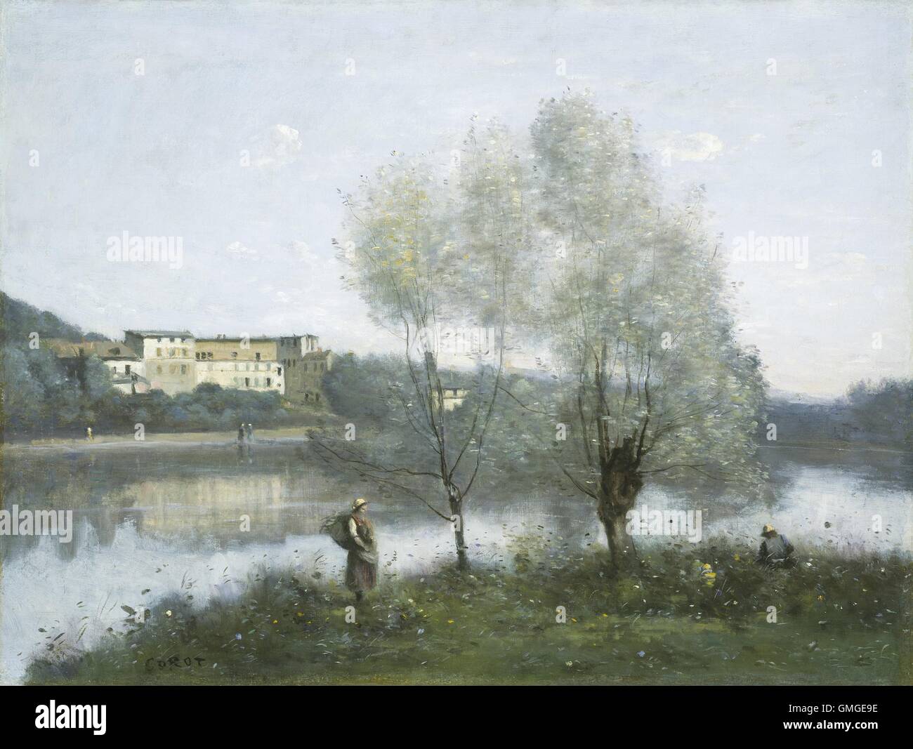 Ville-d ' Avray, von Jean-Baptiste-Camille Corot, französische 1865, Malerei, Öl auf Leinwand. Corot malte dieser Landschaft in seiner Heimatstadt von Ville-d ' Avray, als er fast 70 Jahre alt (BSLOC 2016 5 79 war) Stockfoto