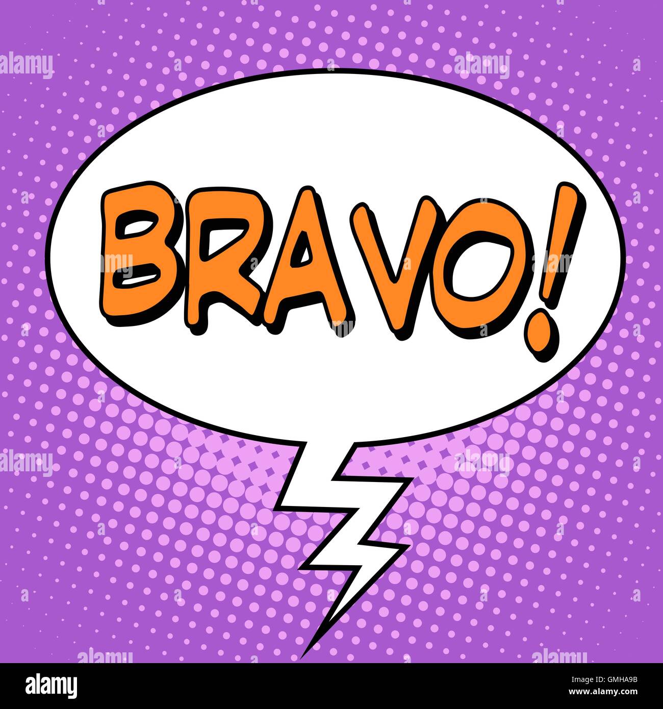 Das Wort Bravo in einer Comic-Blase Stock Vektor