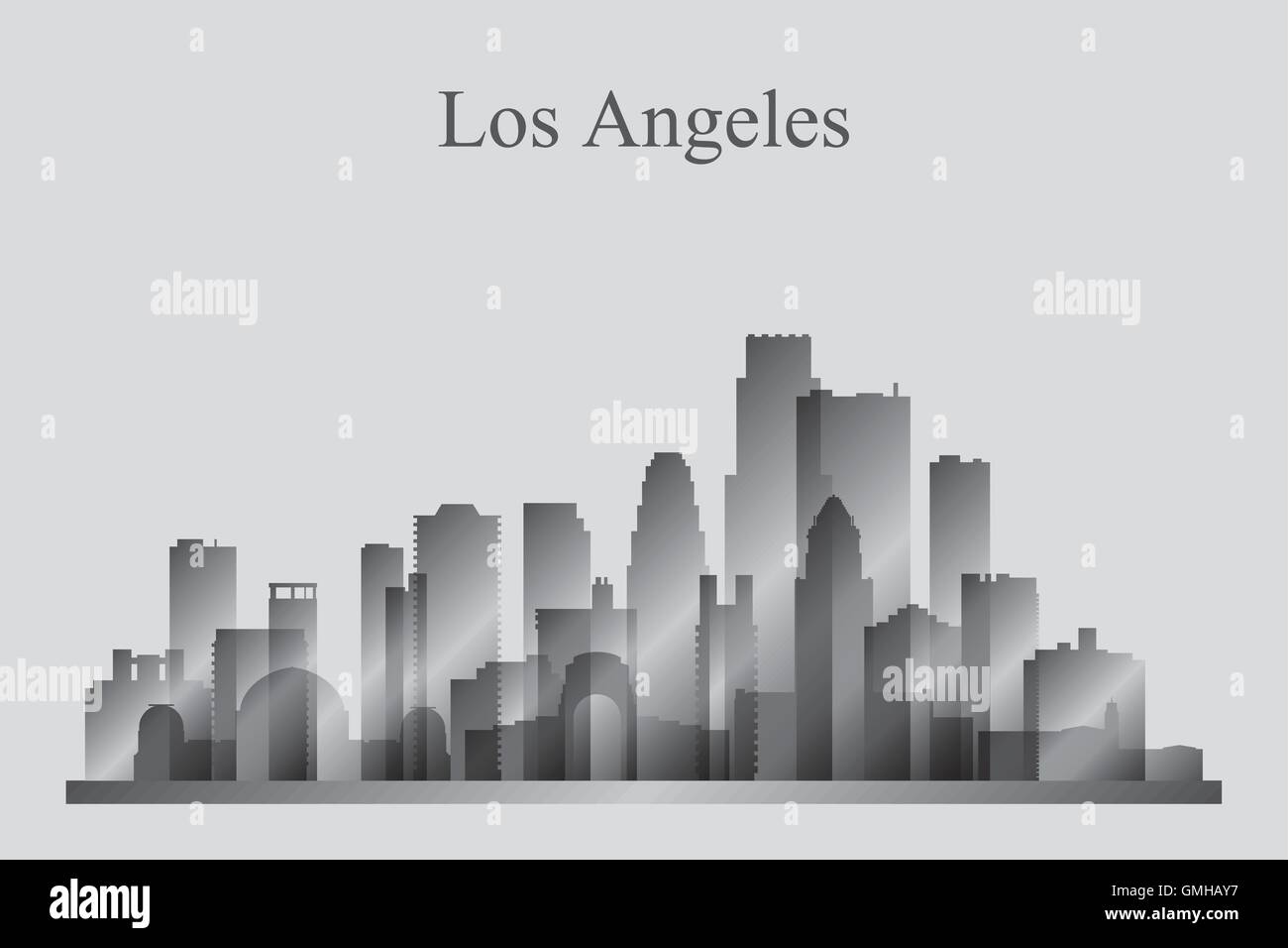 Los Angeles Stadt Skyline Silhouette in Graustufen Stock Vektor