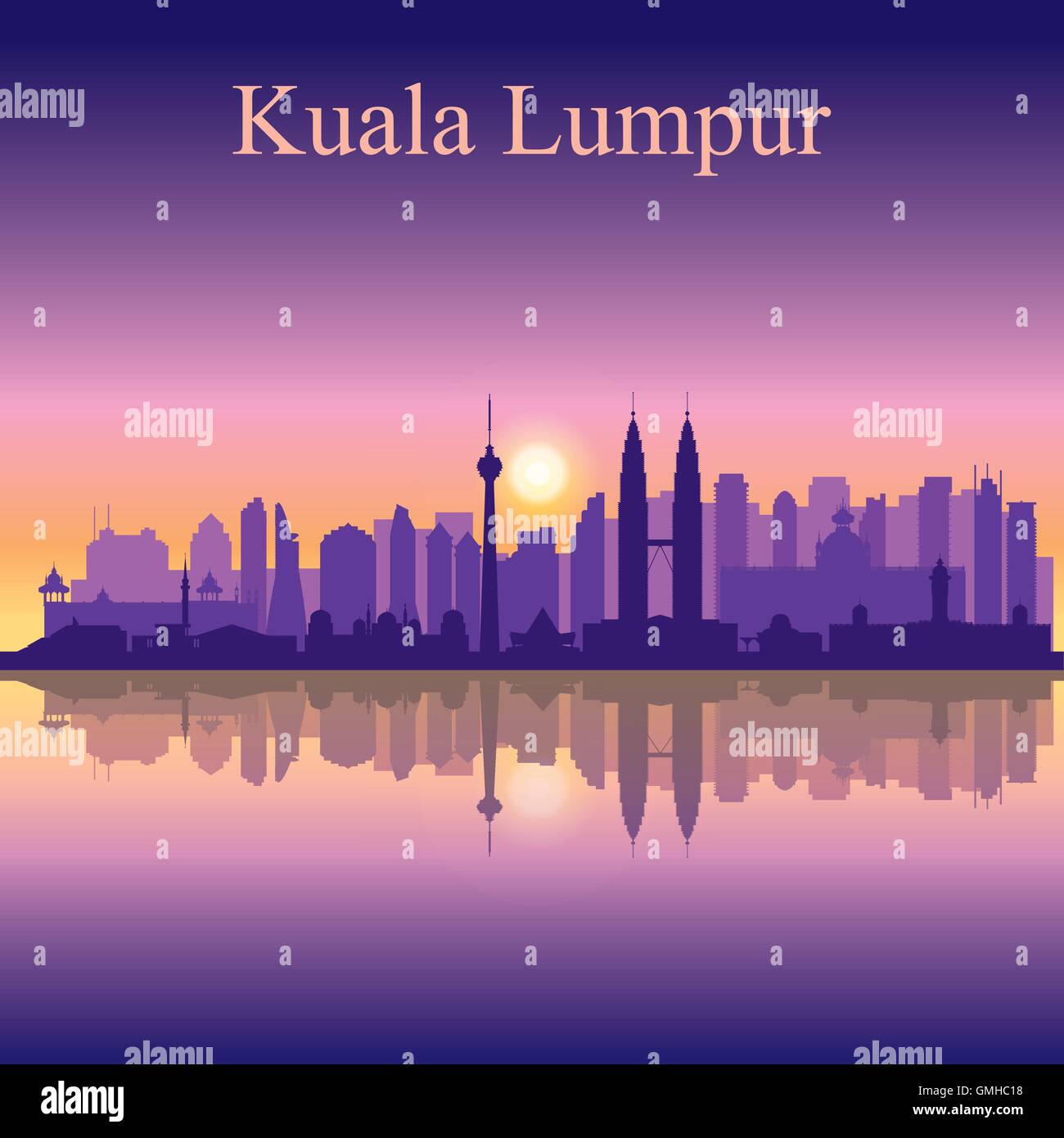 Kuala Lumpur City Skyline Silhouette Hintergrund Stock Vektor