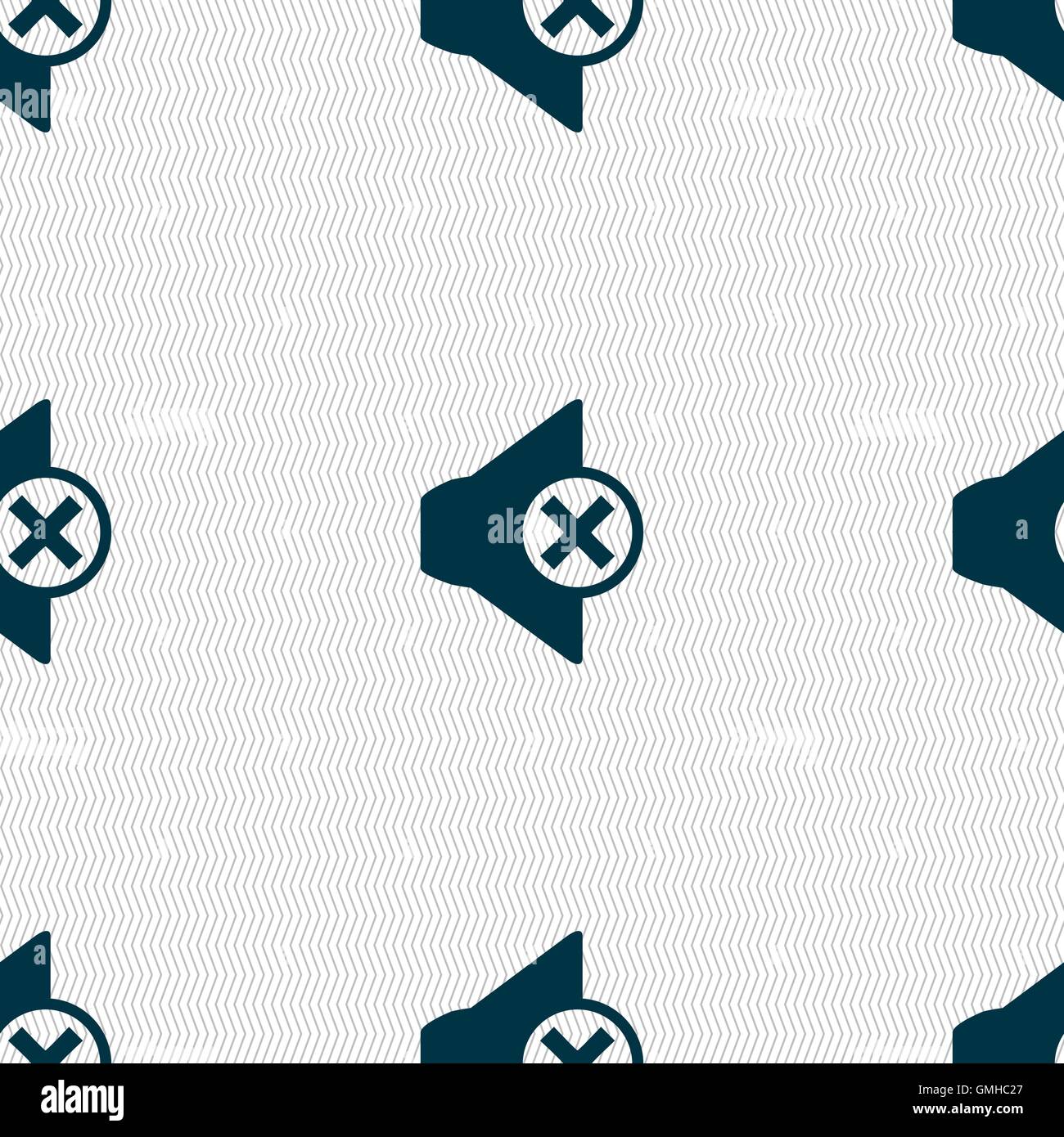 Stumme Zeichen Lautsprechersymbol. Sound-Symbol. Nahtlose abstrakten Hintergrund mit geometrischen Formen. Vektor Stock Vektor