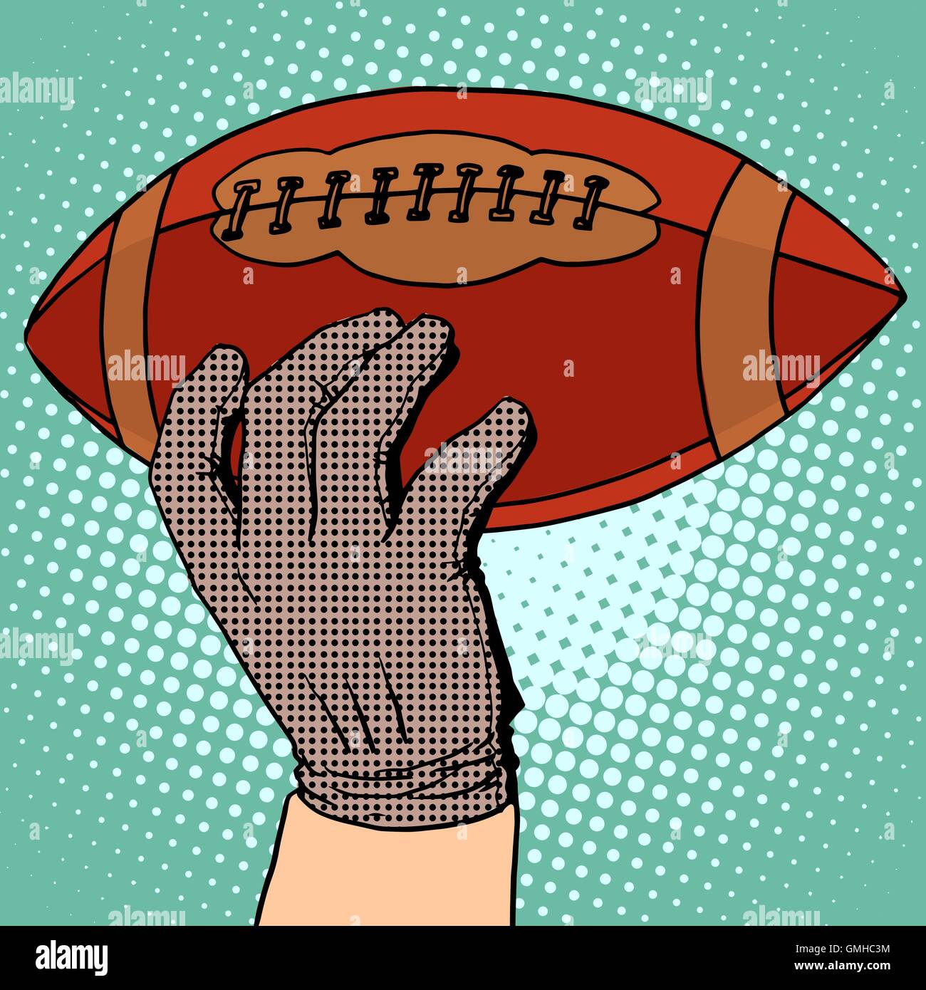 Die Kugel des American Football in der hand Stock Vektor