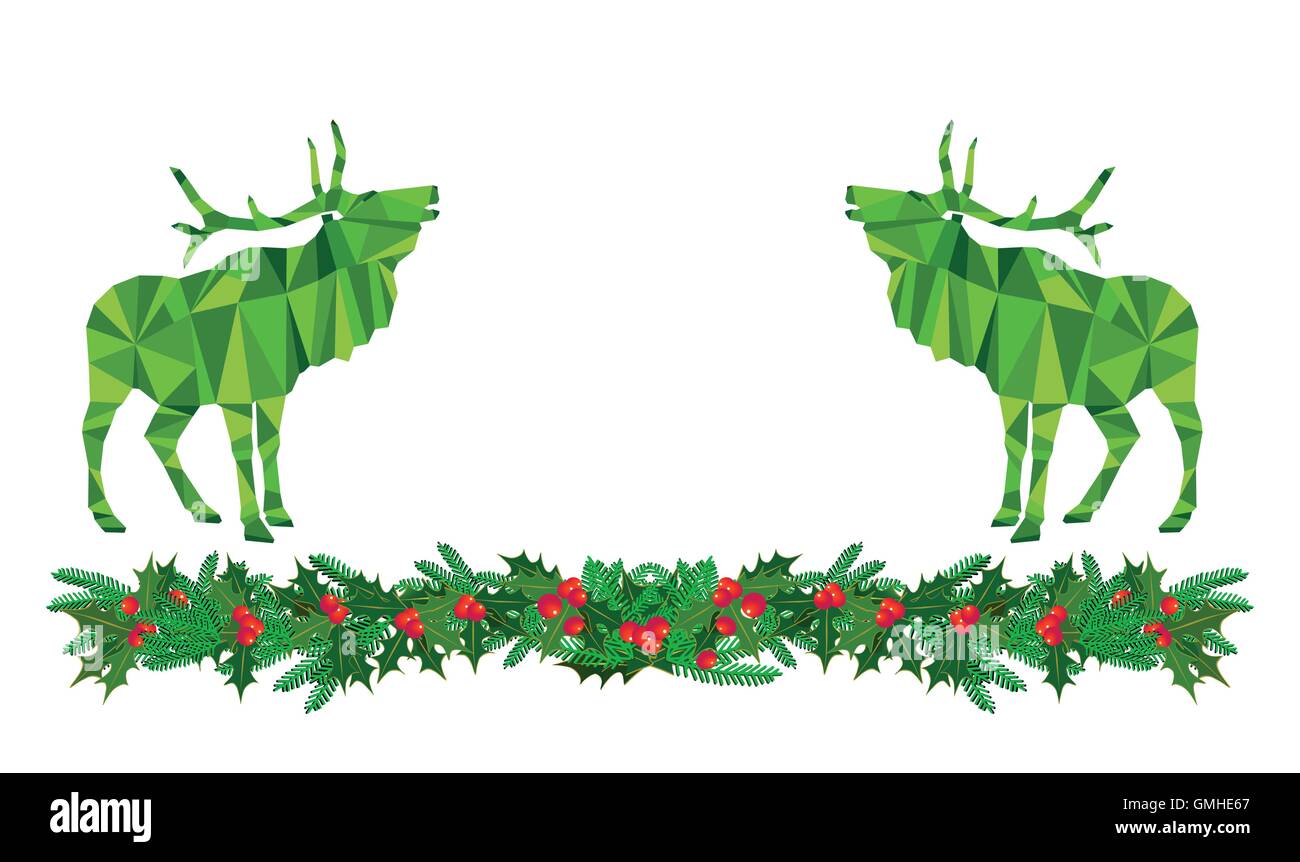 Grüne Weihnachten Hirsch Stock Vektor