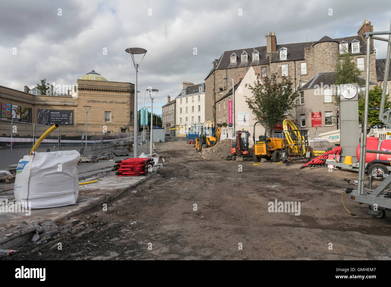 Verbesserung der öffentlichen Raum arbeitet bei Horsecross, Perth, Perthshire, Schottland, UK, Stockfoto