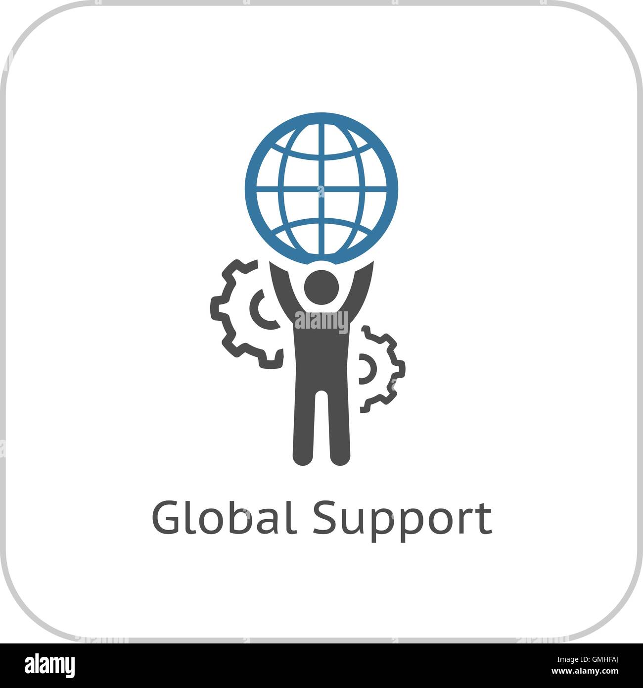 Globale Support-Symbol. Flaches Design. Stock Vektor