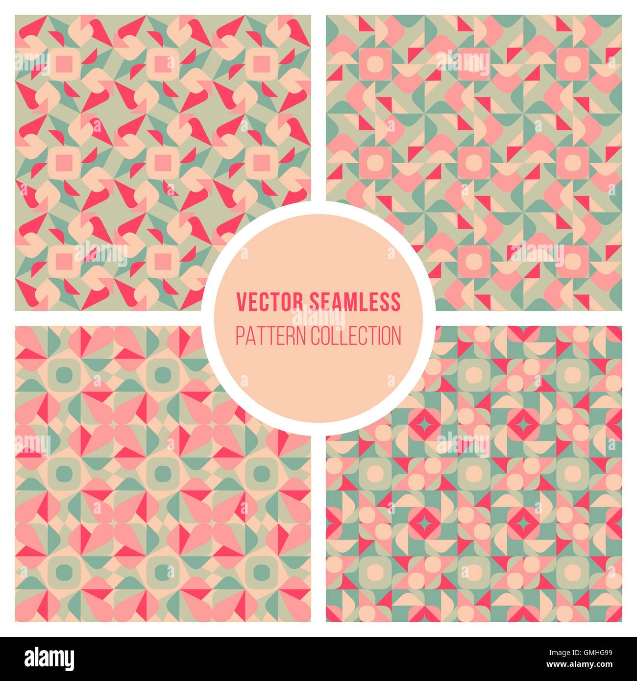 Nahtlose rosa Petrol / geometrische Retro Quadrat Vektormuster Stock Vektor