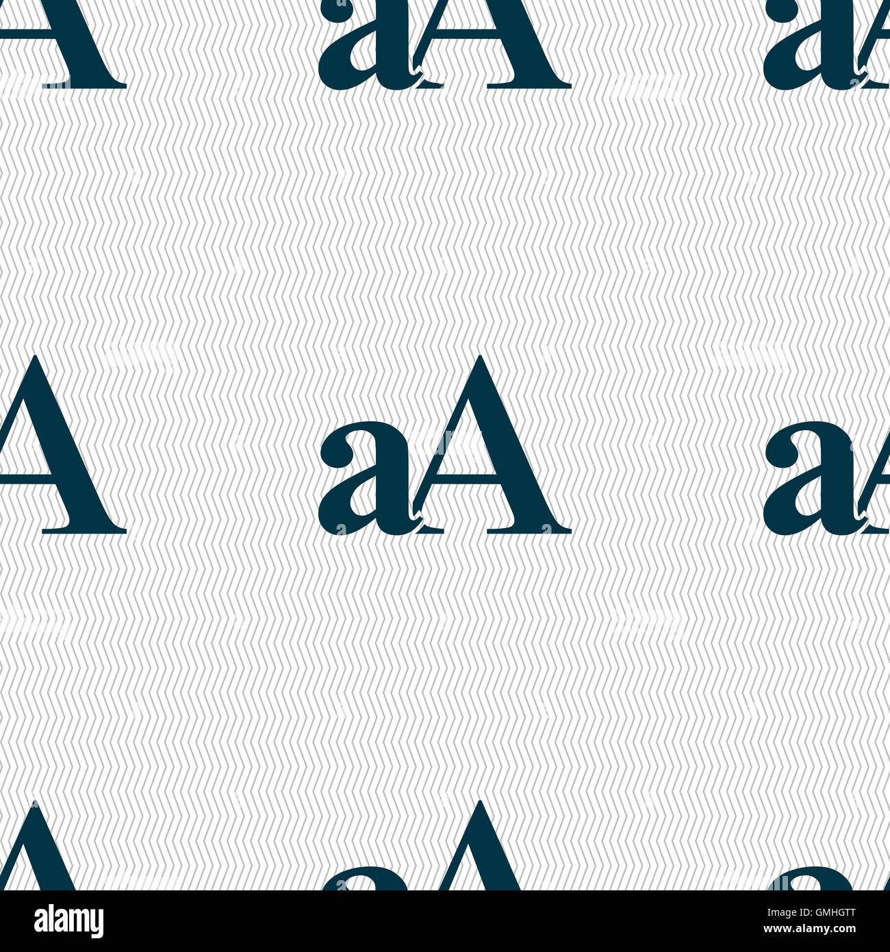 Vergrößern Sie die Schriftart, aA Symbol Zeichen. Nahtlose abstrakten Hintergrund mit geometrischen Formen. Vektor Stock Vektor