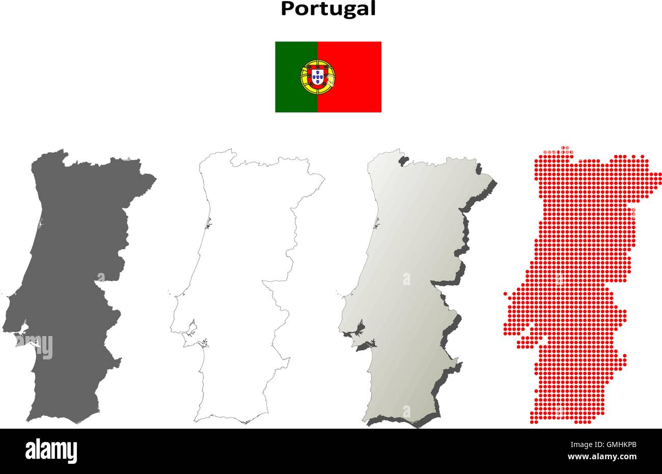 portugal-umriss-karte-gesetzt-stock-vektorgrafik-alamy