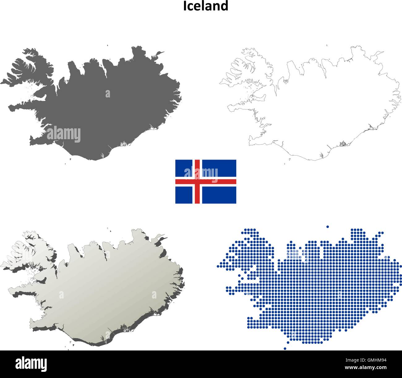 Island-Umriss-Karte gesetzt Stock Vektor
