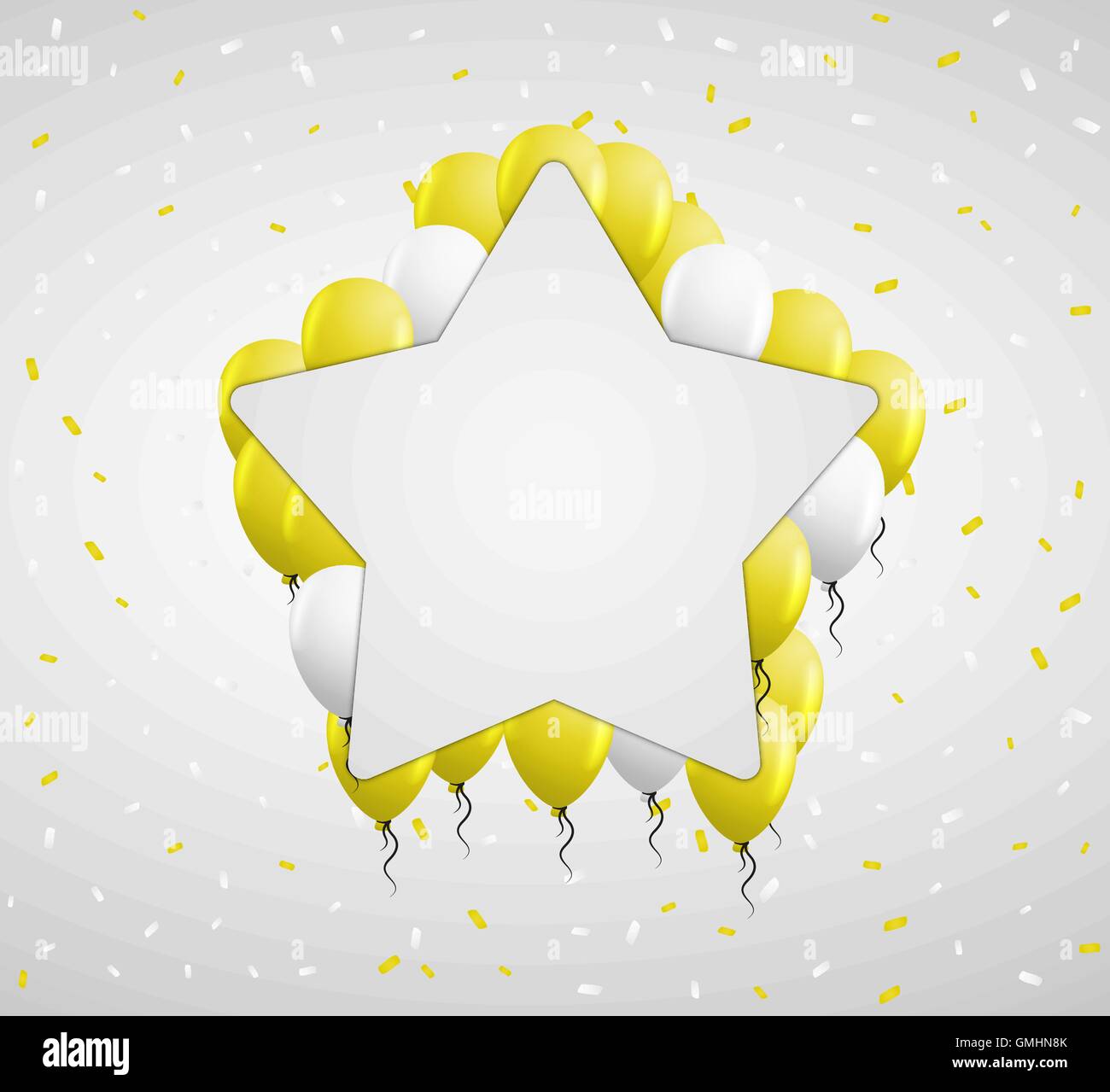 Sterne-Abzeichen und gelbe Luftballons Stock Vektor