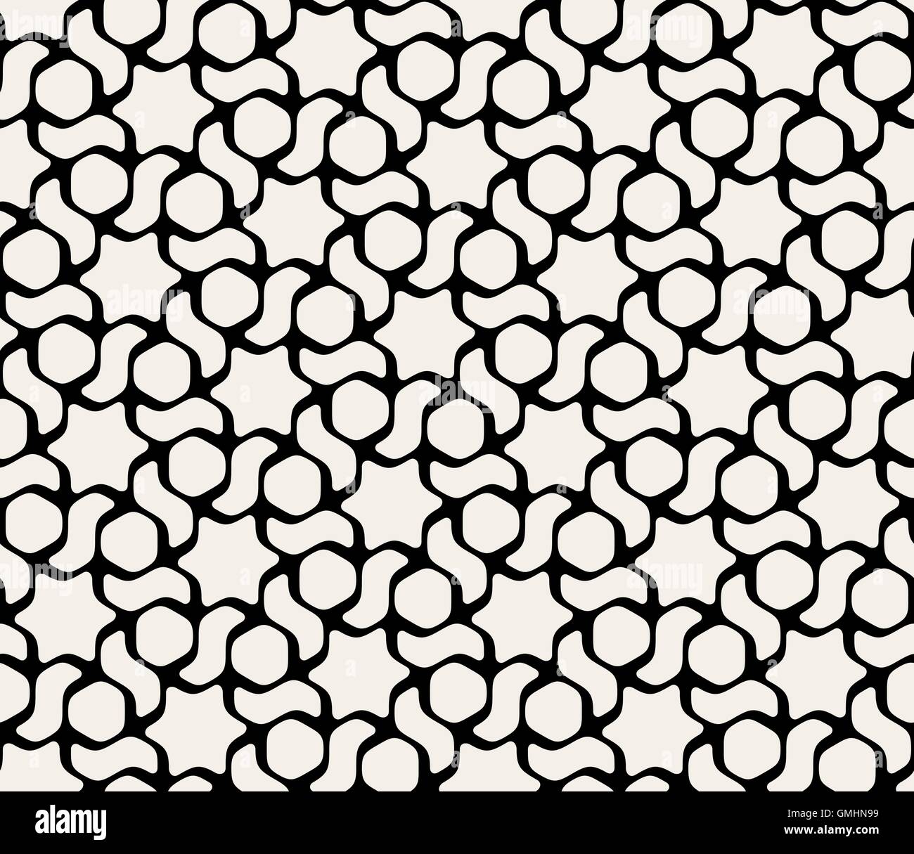 Vektor nahtlose schwarz-weiß sechseckigen abgerundeten Muster Stock Vektor