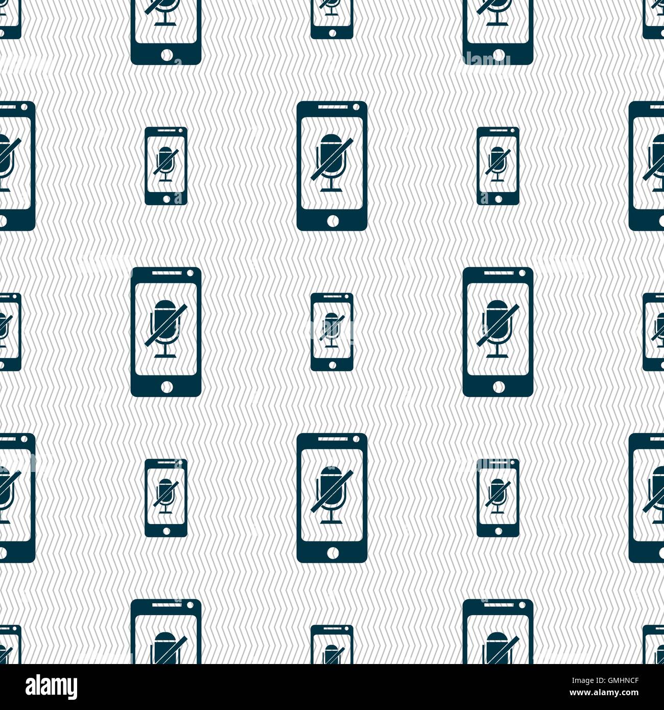 Kein Mikrofon-Schild-Symbol. Lautsprecher-Symbol. Nahtlose abstrakten Hintergrund mit geometrischen Formen. Vektor Stock Vektor