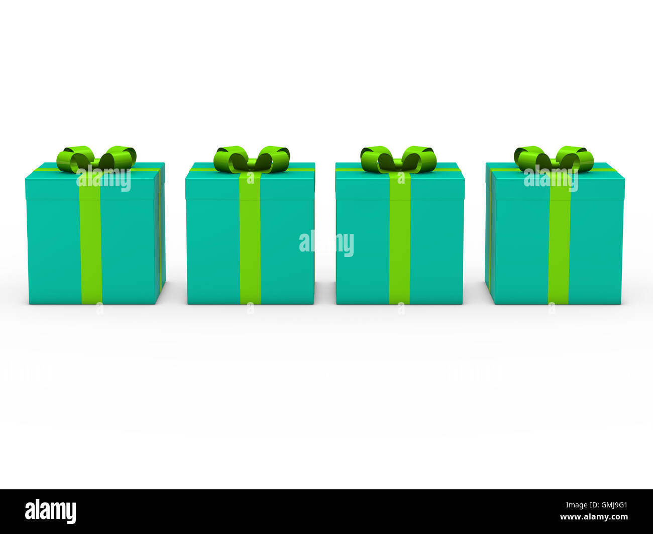 3D Geschenk-Box blau-grün Stockfoto