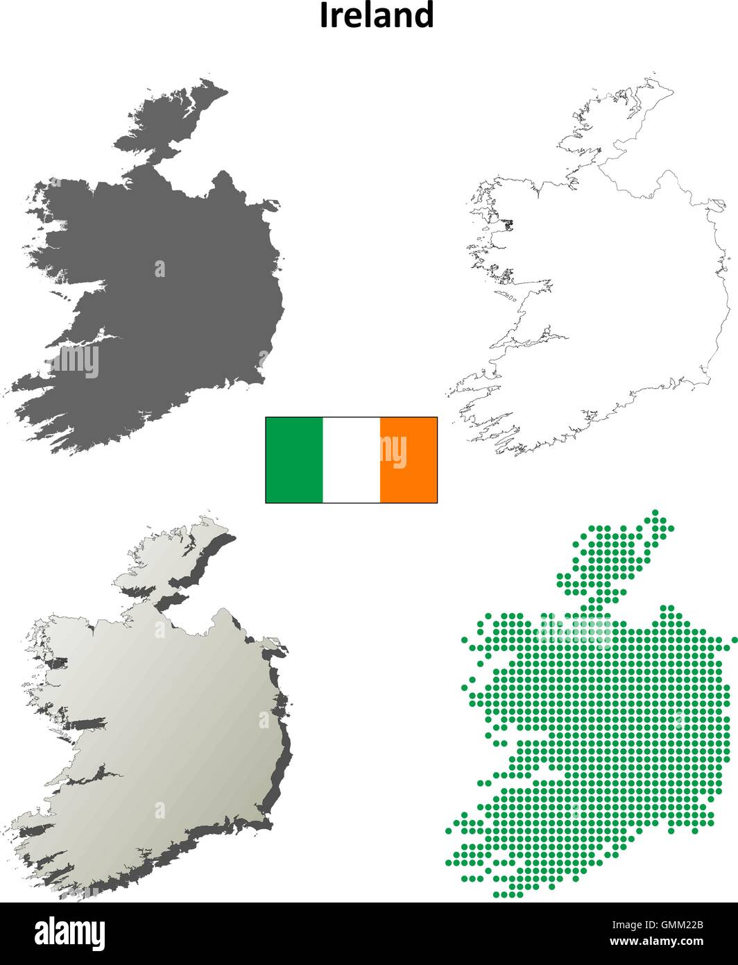 Irland-Umriss-Karte gesetzt Stock Vektor