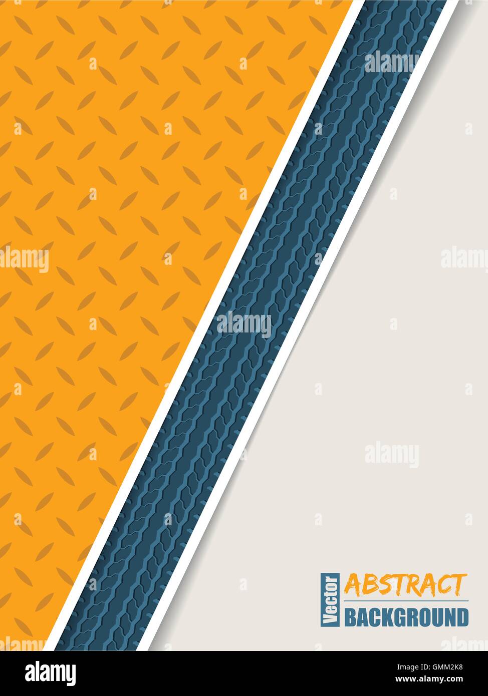 Abstrakte orange Platte Broschüre mit blauen Reifen Streifen Stock Vektor