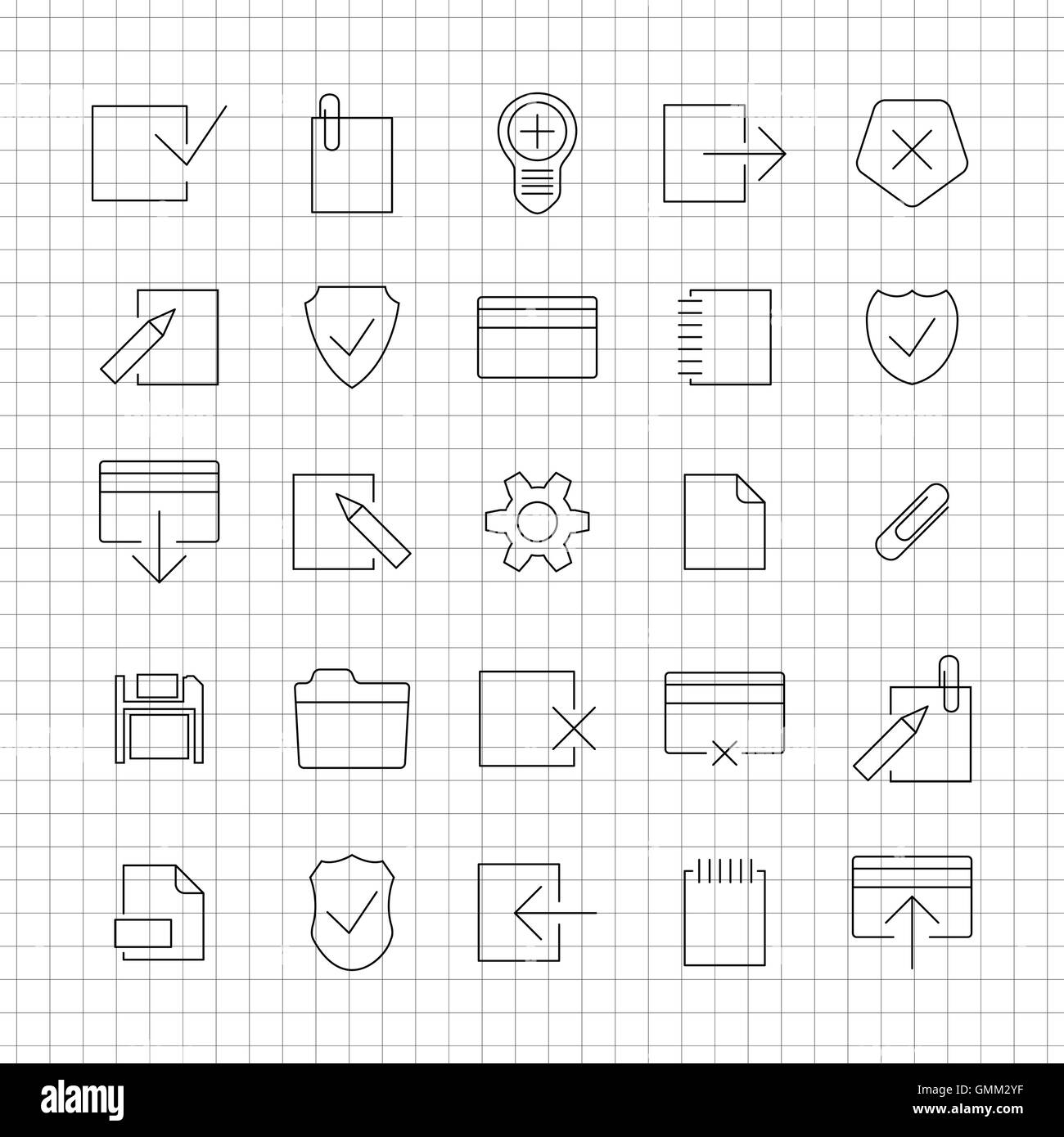 Set von linearen universal Icons, Vektor-Illustration. Stock Vektor
