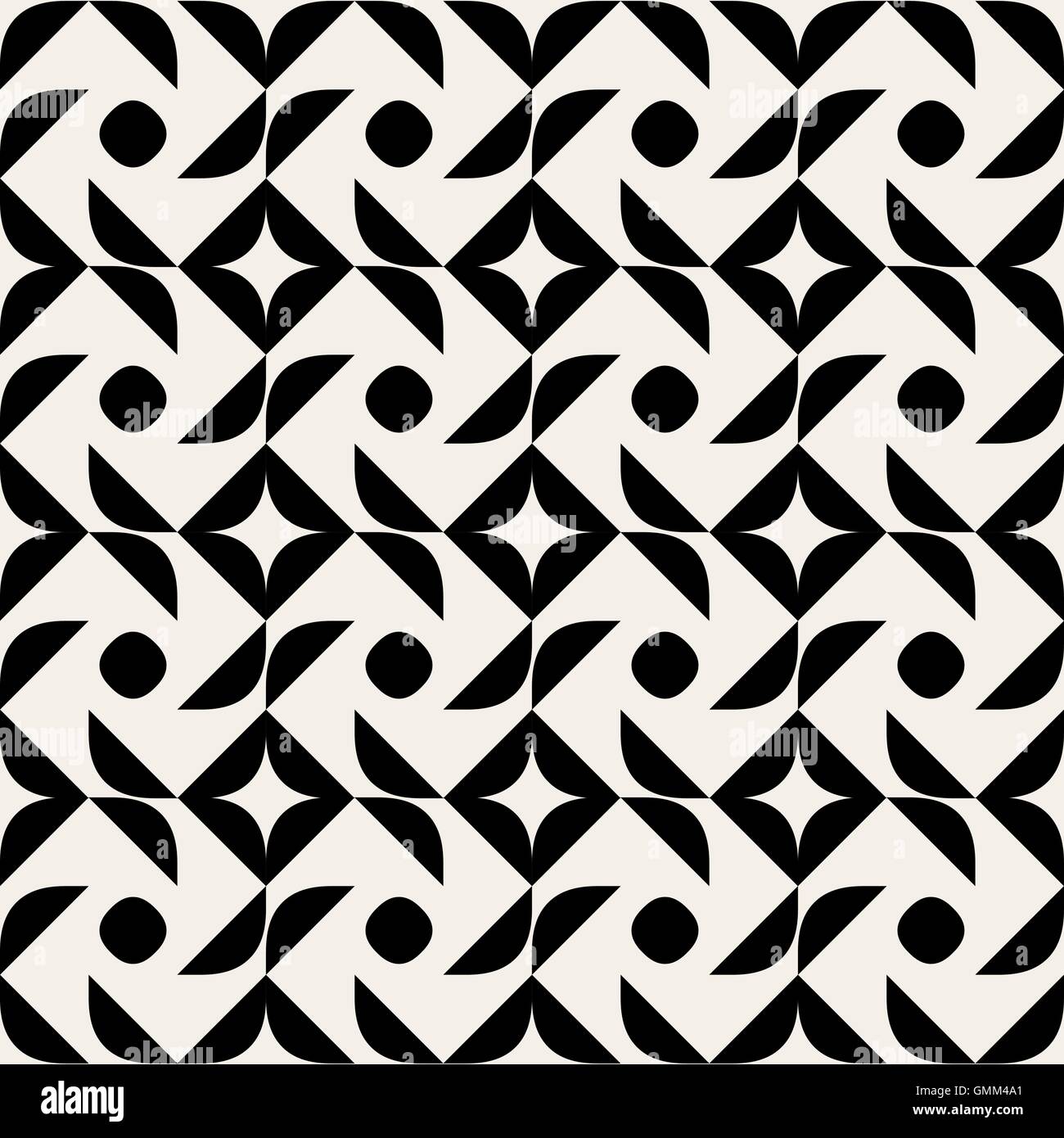 Nahtlose schwarz-weiß Vektor gerundet Halbkreis geometrisches Muster Stock Vektor
