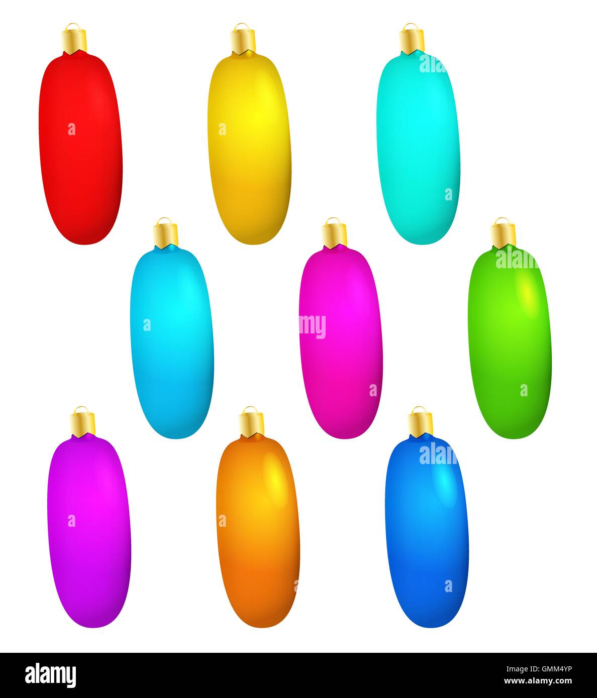 Oval neun Weihnachtskugeln Stock Vektor