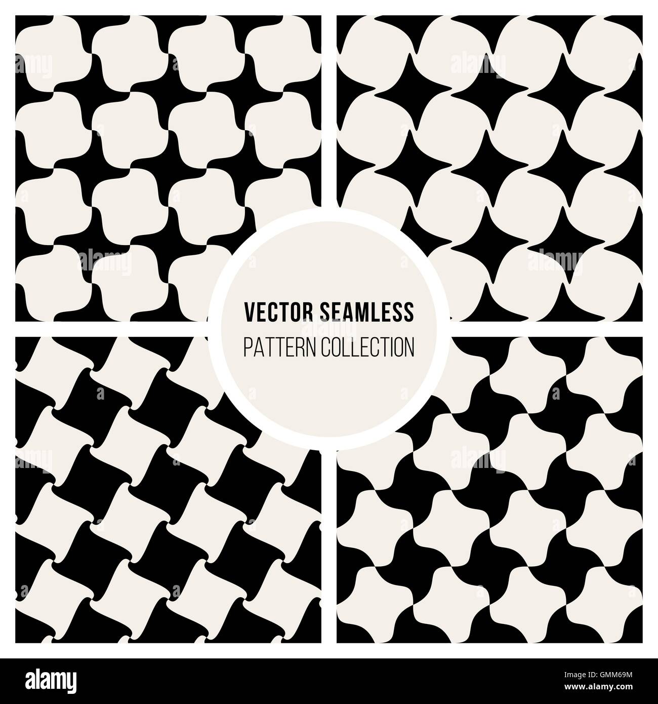 Set von vier nahtlos schwarz & White Vektor geometrische Schachbrett-Muster Stock Vektor