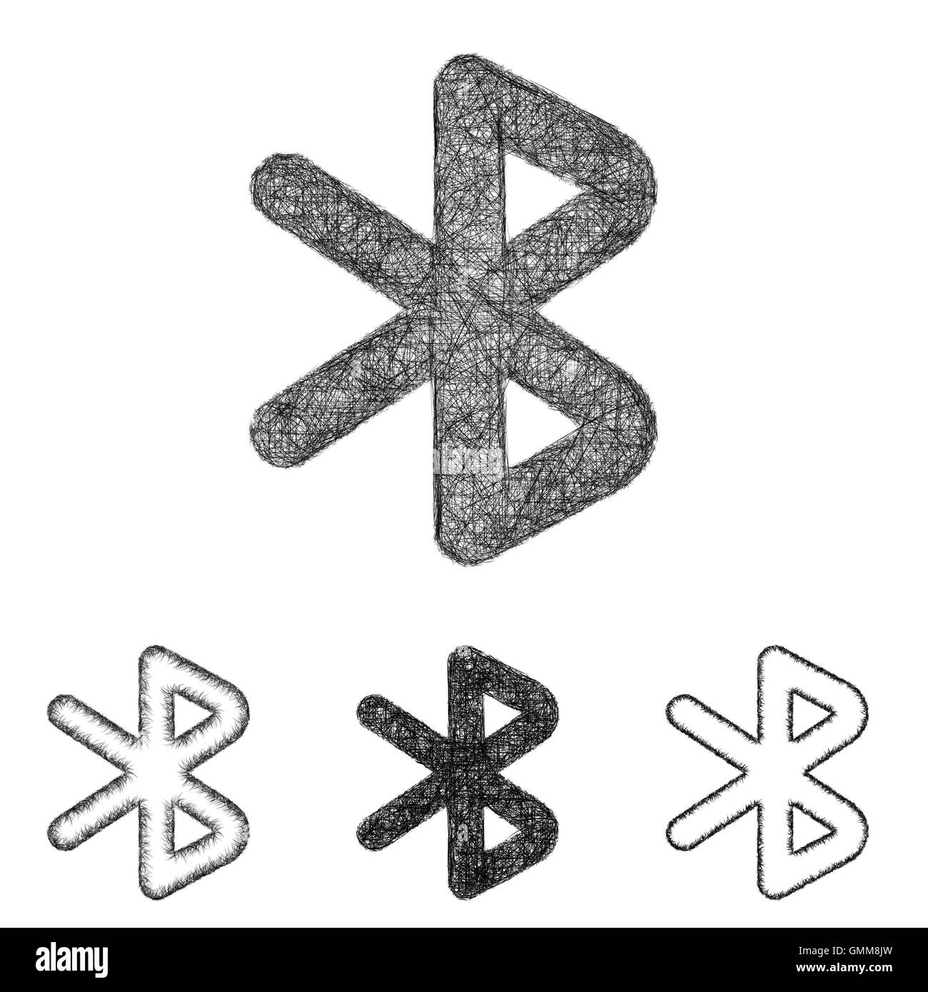 Bluetooth-Icon-Set - Skizze Strichzeichnungen Stock Vektor