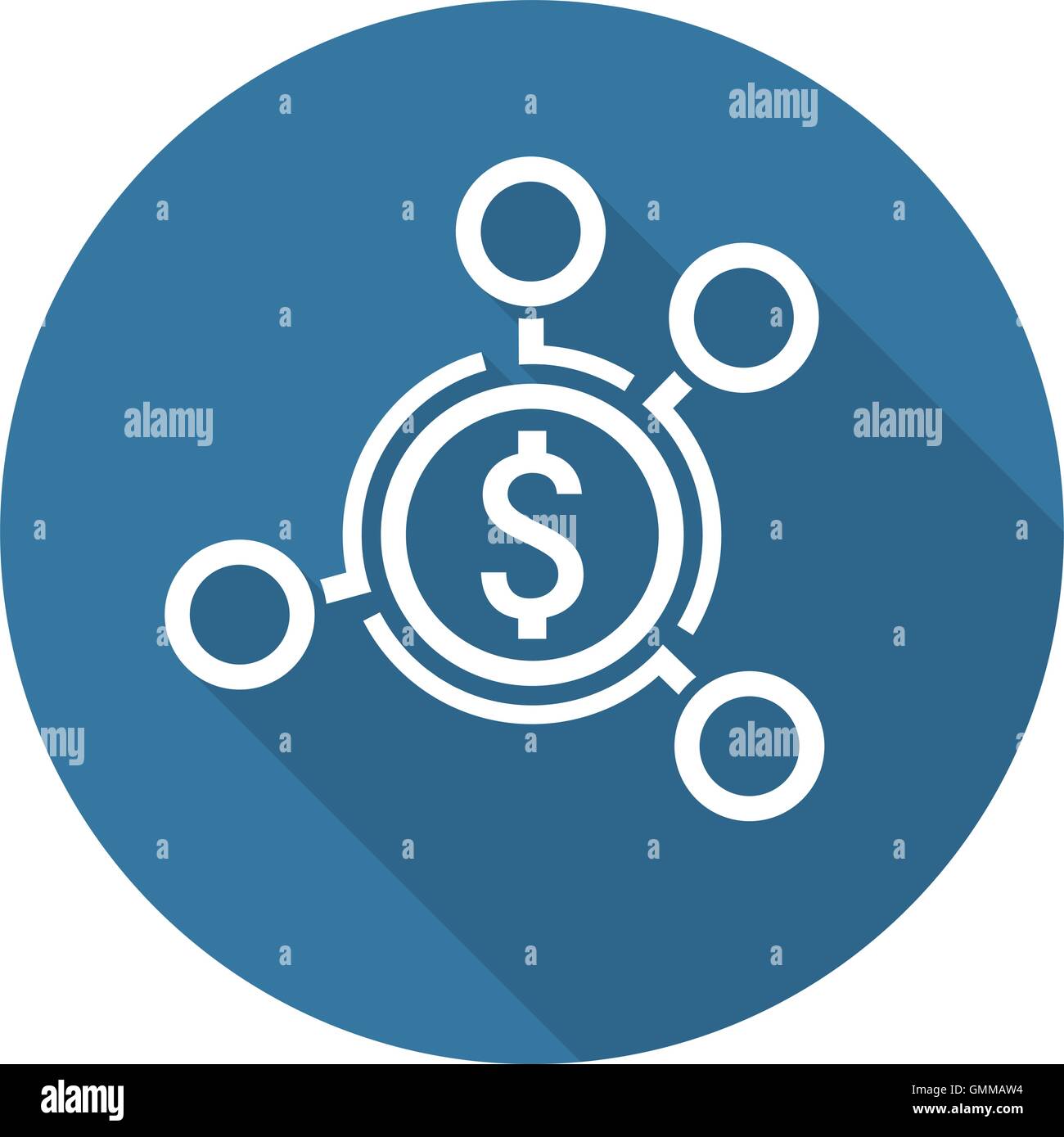 Geld-Verteilung-Symbol. Flaches Design. Stock Vektor