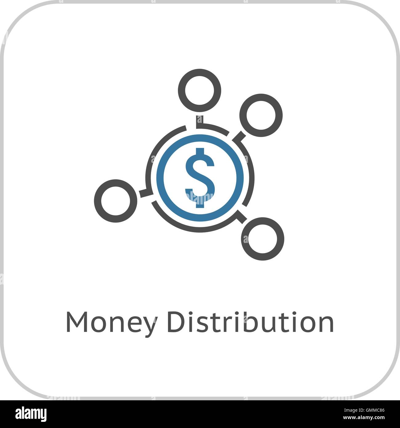 Geld-Verteilung-Symbol. Flaches Design. Stock Vektor
