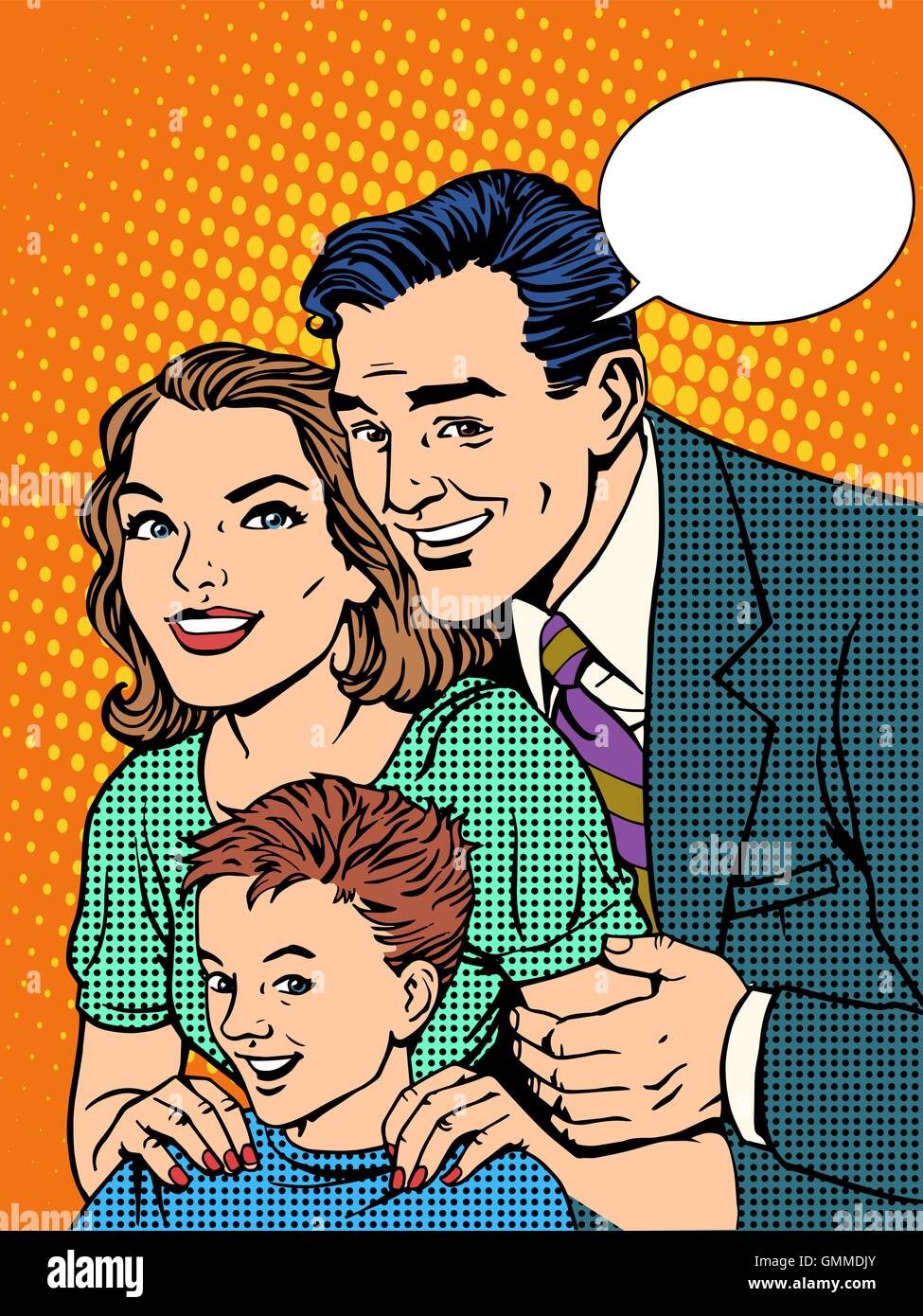 Glückliche Familie Vater Mutter und Sohn Stock Vektor