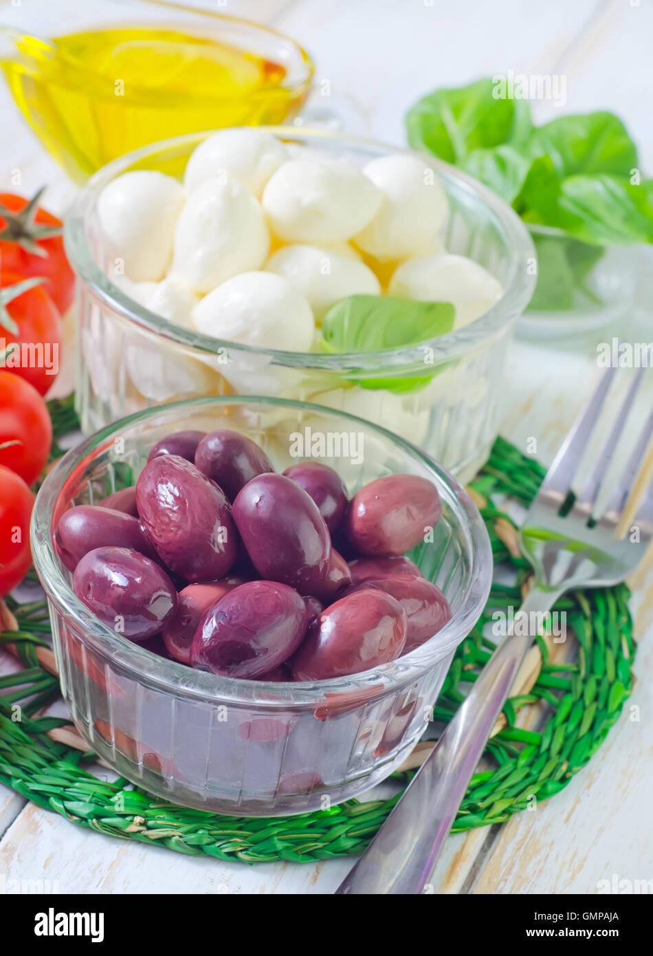 Zutaten für caprese Stockfoto