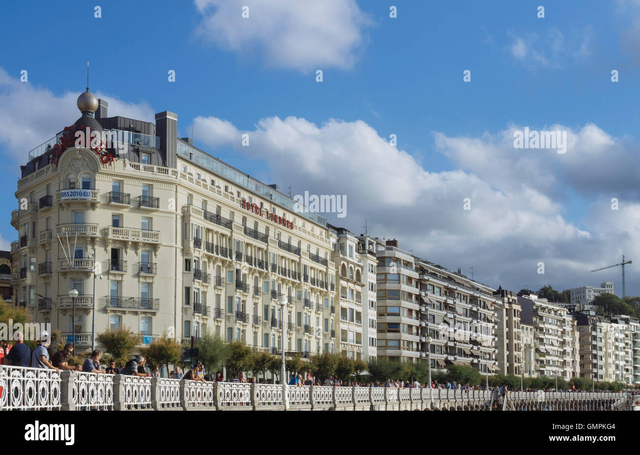 Blick auf das äußere des Hotel Londres-San Sebastian-Donostia, Spanien Stockfoto