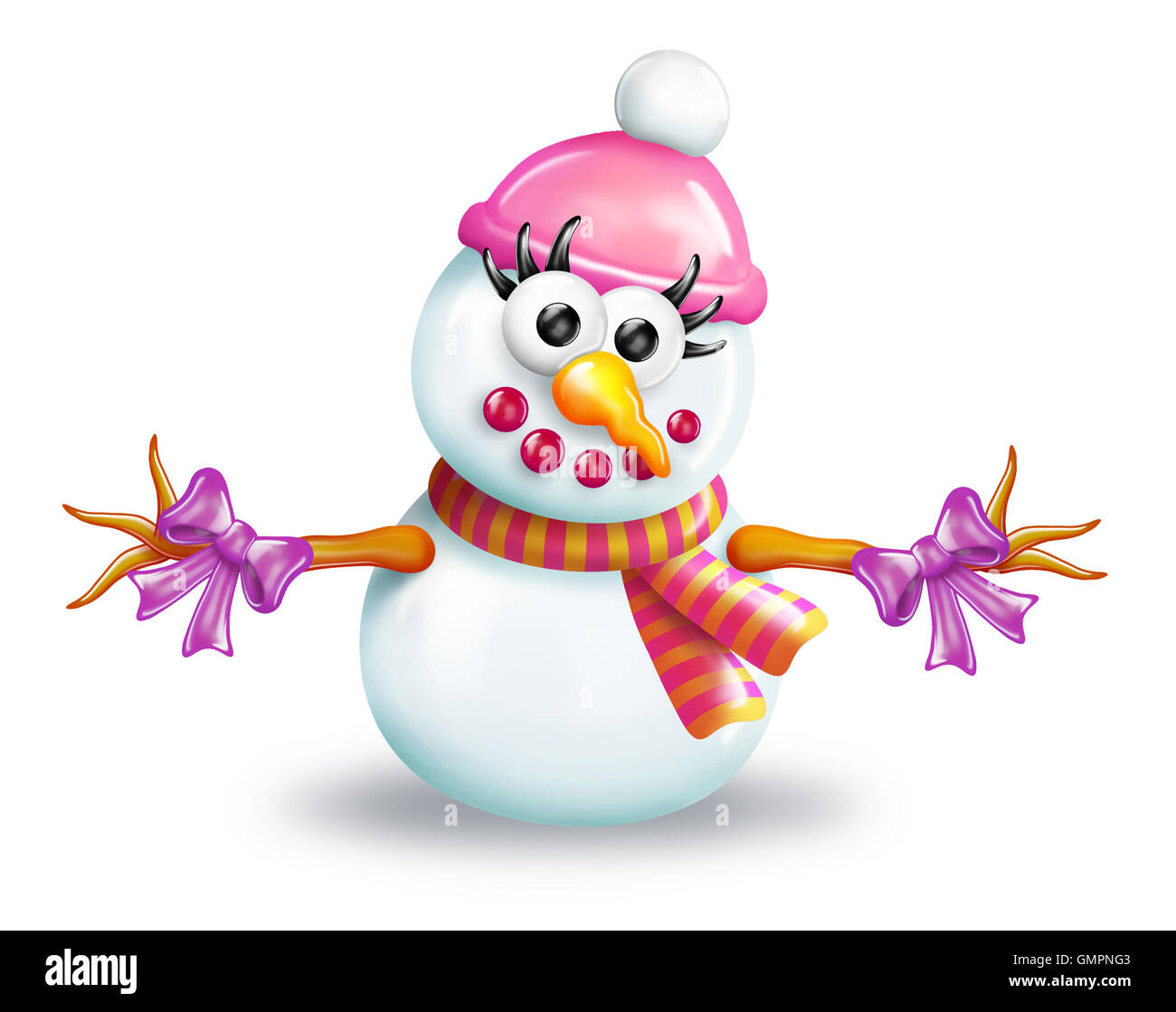 Glänzende Schneemann Mädchen Stockfoto