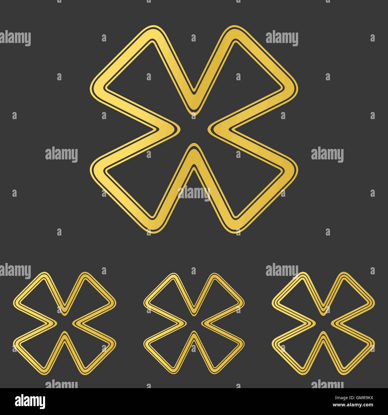 Goldene Linie Kleeblatt-Logo Design Sets Stock Vektor