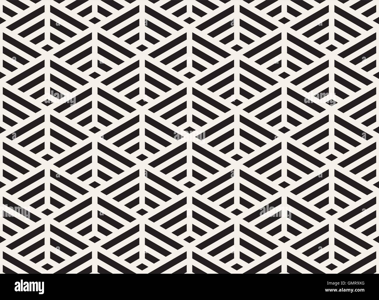 Vector Black And White nahtlose Dreieck Linien isometrische Raster geometrisches Muster Stock Vektor