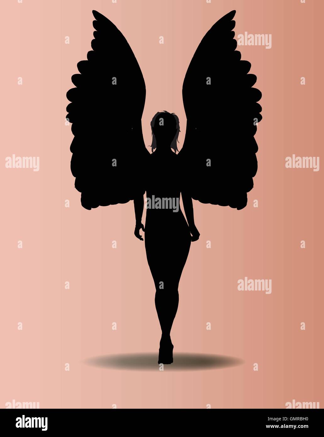 Engel-Silhouette über Pink Stock Vektor