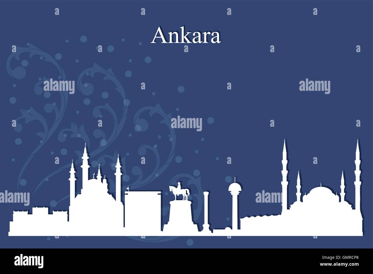 Ankara Stadt Skyline Silhouette auf blauem Hintergrund Stock Vektor
