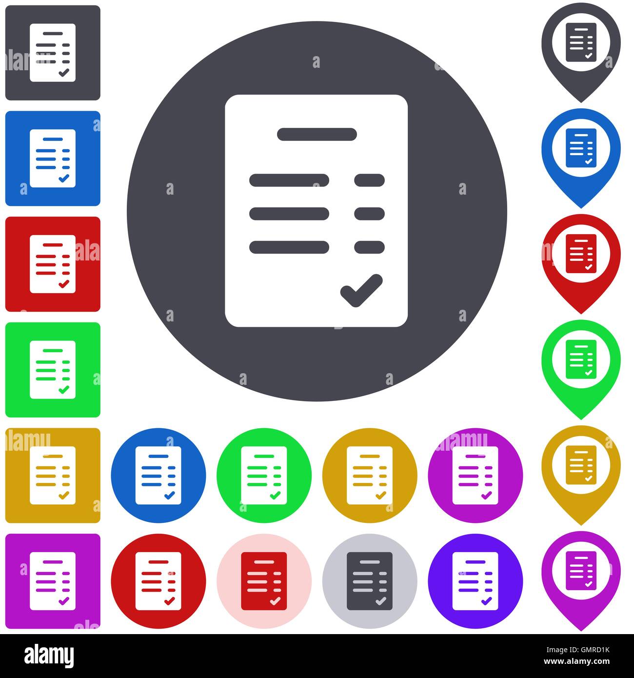 Verifizierte Icon-Set Farbe Stock Vektor