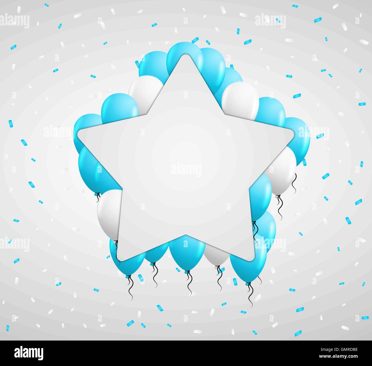 Sterne-Abzeichen und blaue Ballons Stock Vektor