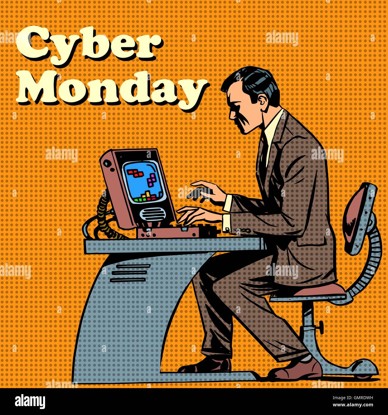 Cyber Montag Computer und Mensch Stock Vektor