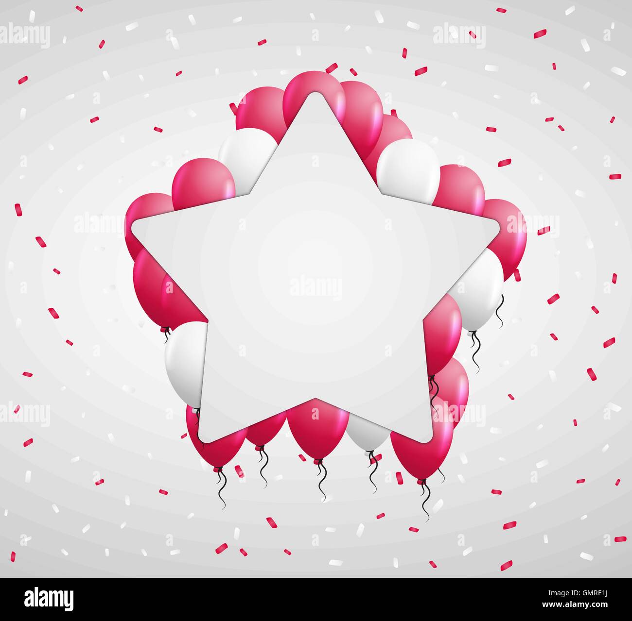 Sterne-Abzeichen und rote Luftballons Stock Vektor