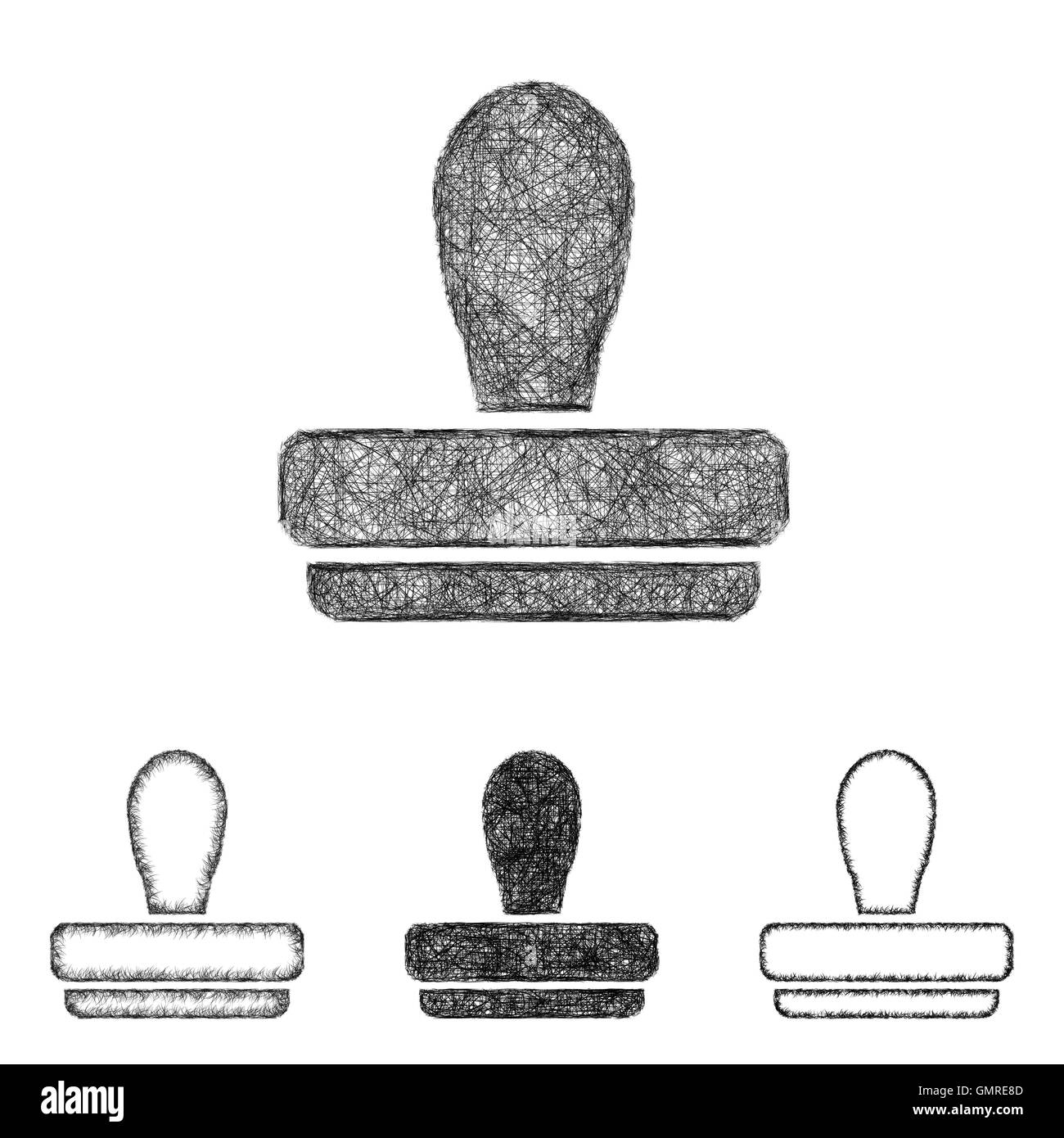 Stempel-Icon-Set - Strichzeichnungen zu skizzieren Stock-Vektorgrafik ...