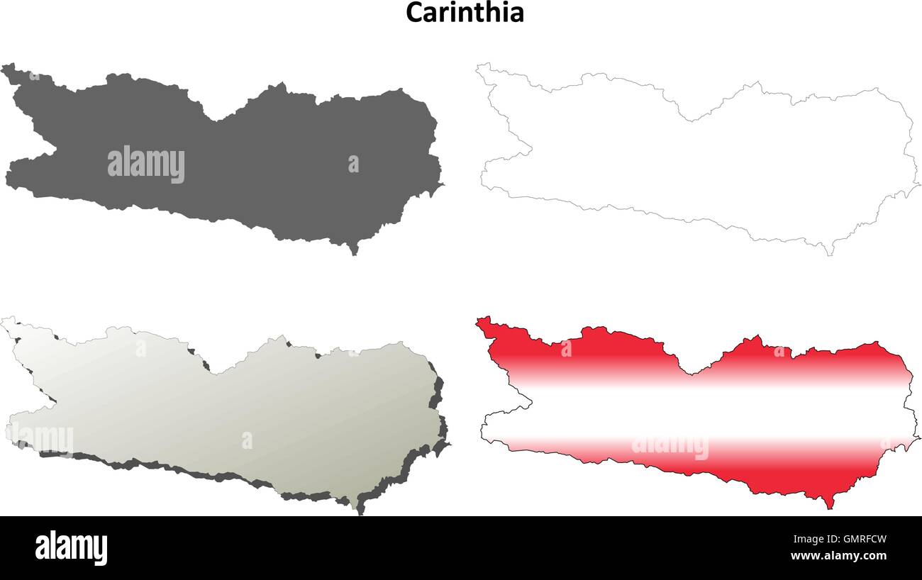 Carinthia leer detaillierte Gliederung Karte gesetzt Stock Vektor