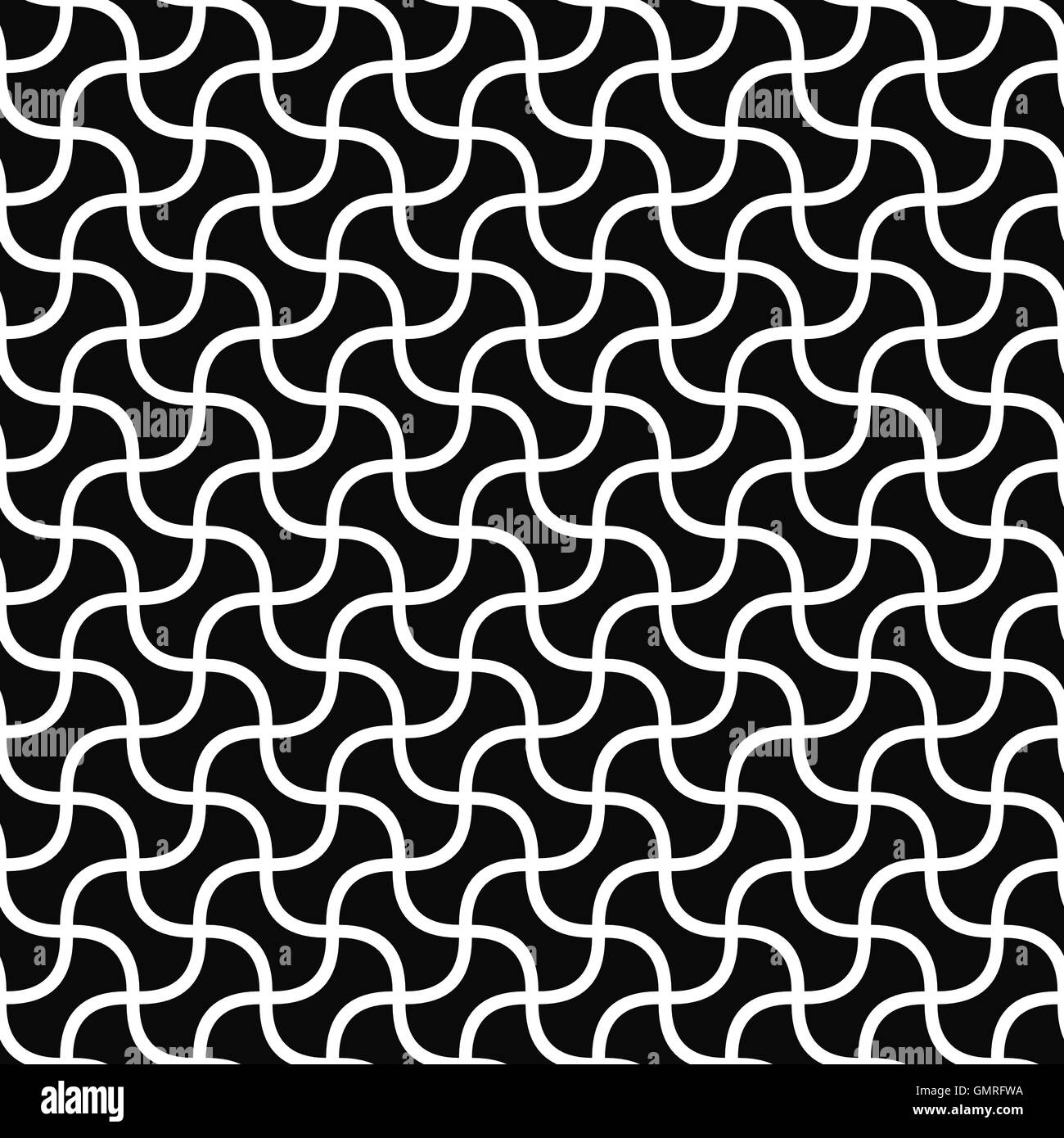 Monochromatische nahtlose gebogene Form Muster Stock Vektor