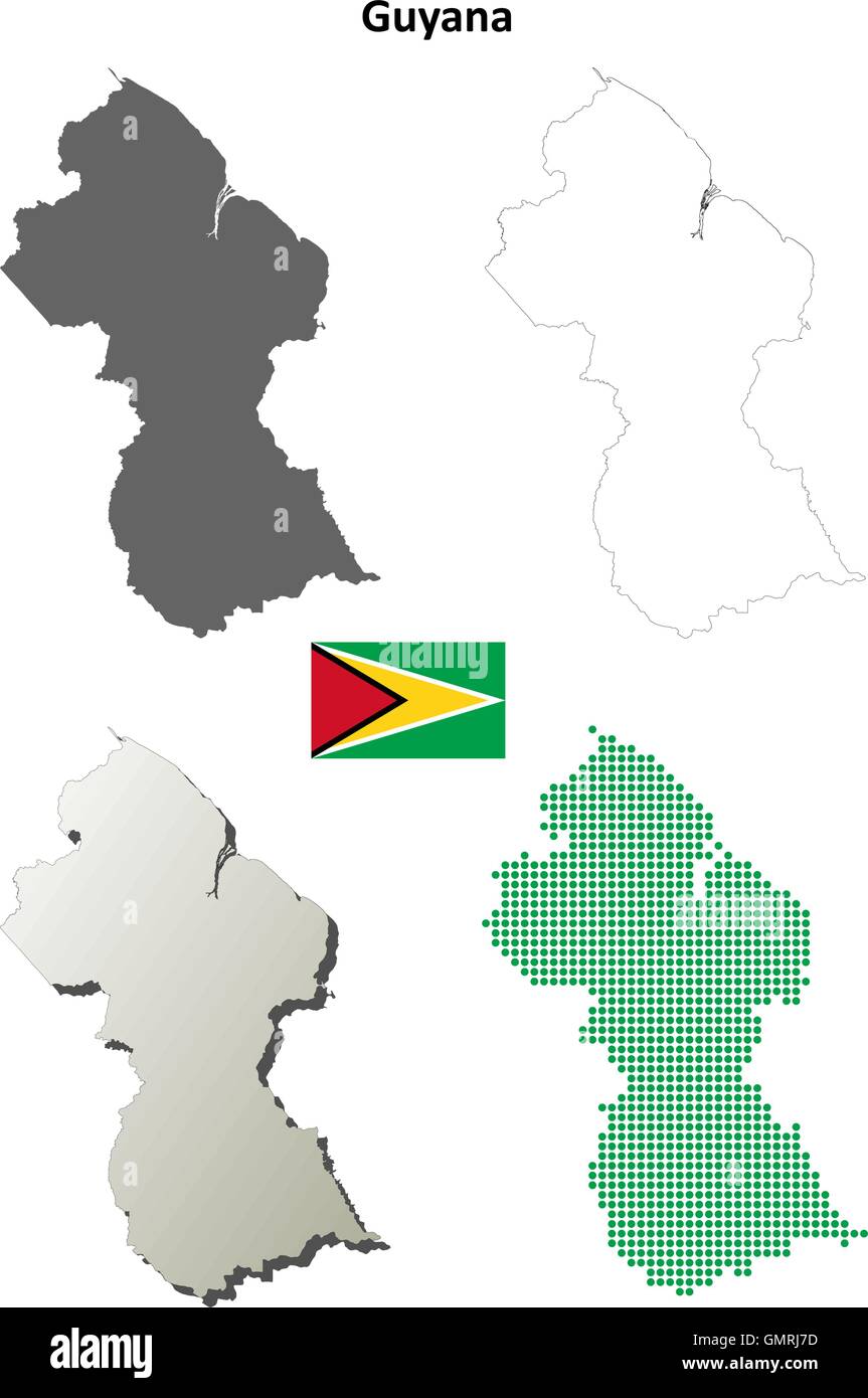 Guyana-Umriss-Karte gesetzt Stock Vektor