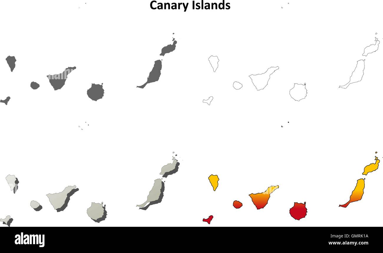 Kanarischen Inseln leer detaillierte Gliederung Karte gesetzt Stock Vektor