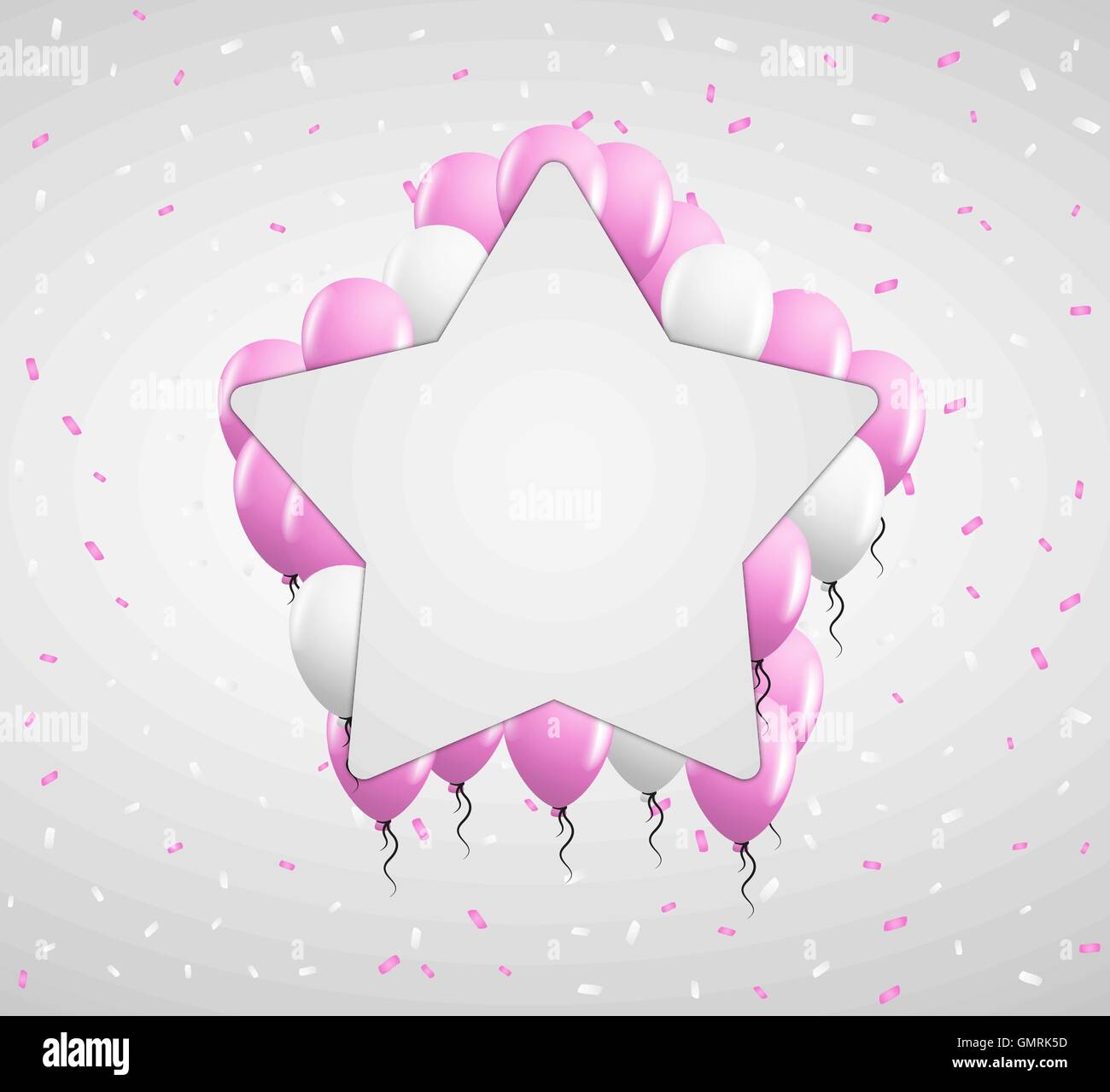 Sterne-Abzeichen und rosa Luftballons Stock Vektor