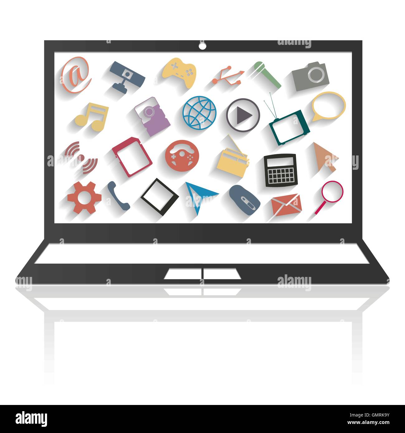 Mit einem Laptop, Vektor-Illustration. Stock Vektor