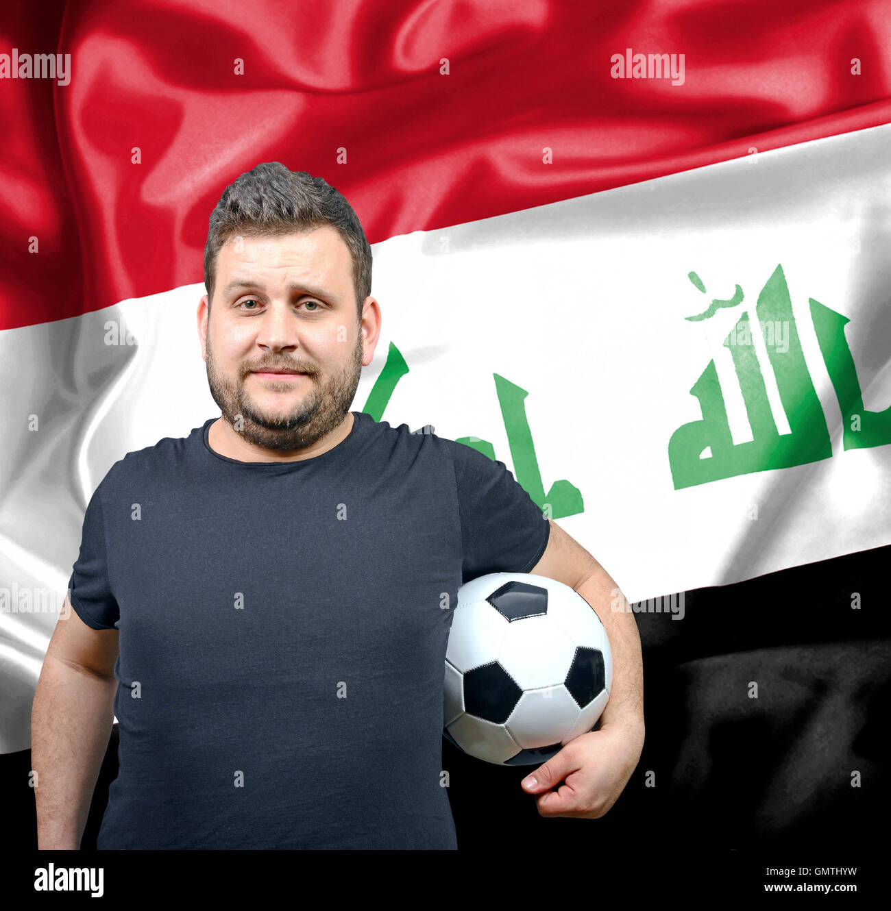 Stolz auf Fußball-Fan des Irak Stockfoto