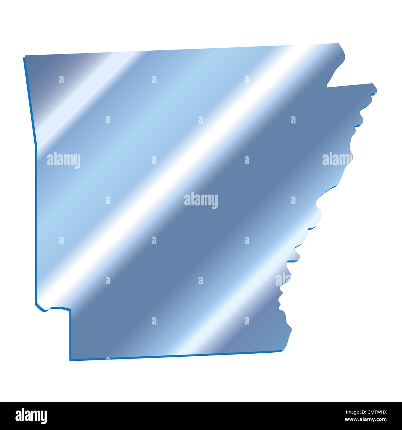 Arkansas (USA) Iridium blauen Umriss 3D-Karte mit Schatten Stockfoto