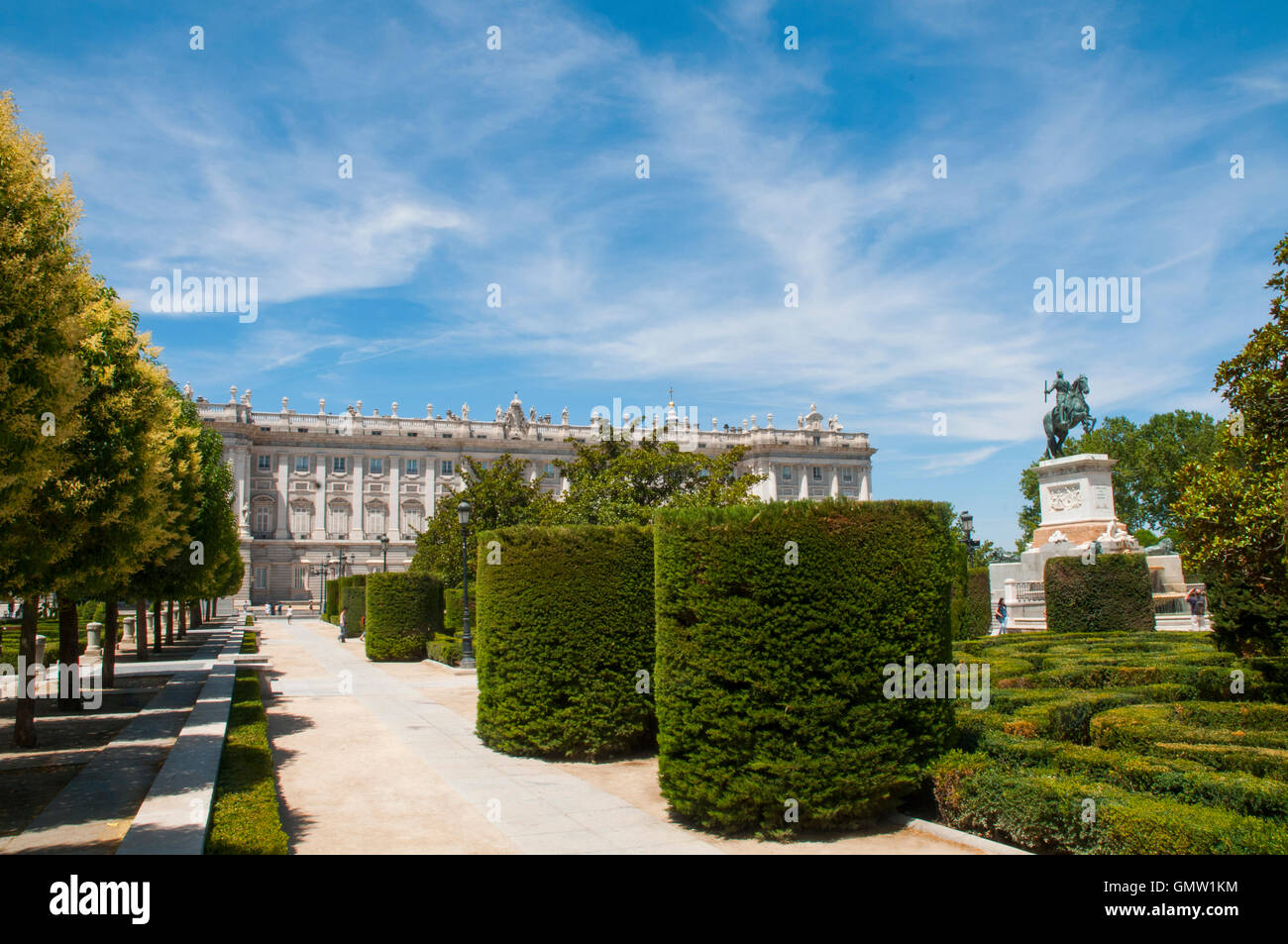 Oriente Square und königlicher Palast. Madrid, Spanien. Stockfoto